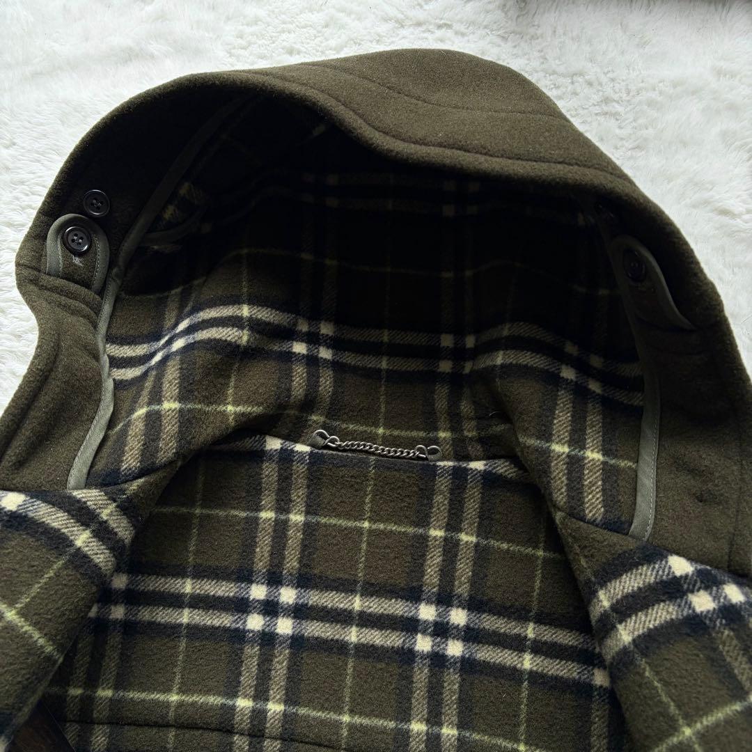 激レアカラー✨バーバリーロンドン ダッフルコート チェック柄 カーキ L 英国製