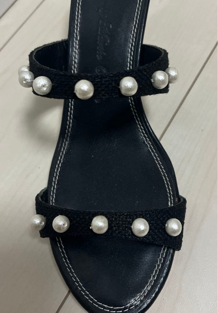 ツルバイマリコオイカワ　ミュール　パール　37 ブラック　踵交換用　未使用