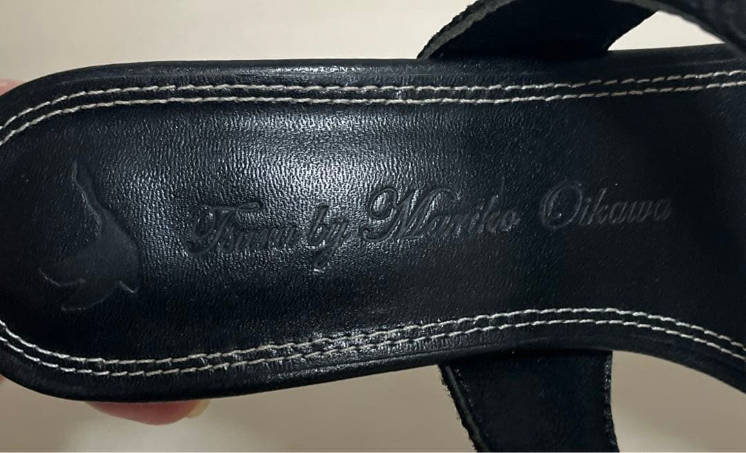 ツルバイマリコオイカワ　ミュール　パール　37 ブラック　踵交換用　未使用