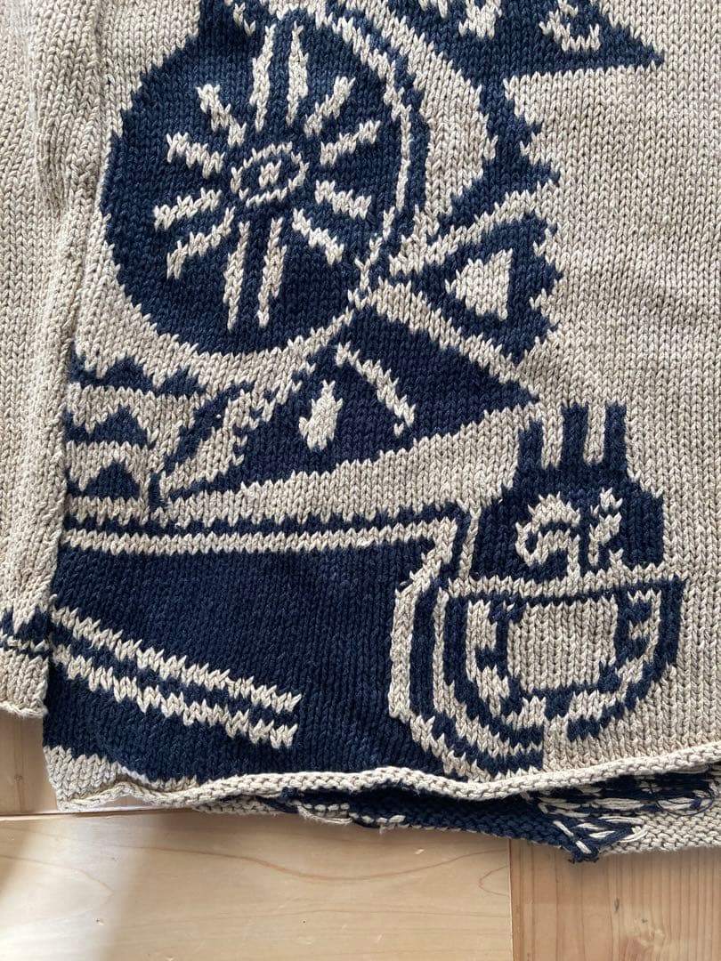 Ralph Lauren ラルフ M ハンドニット リネン 総柄 ネイティブ