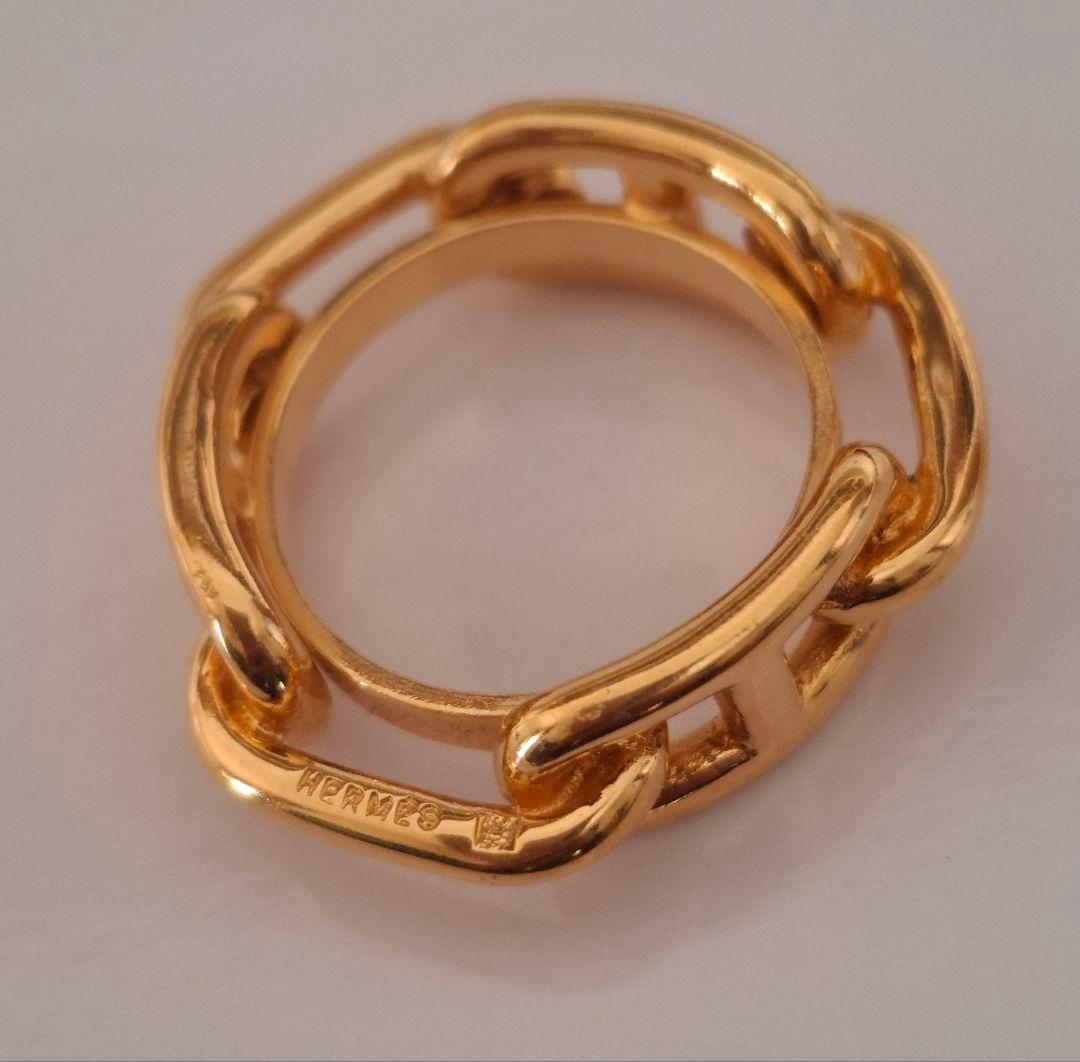 HERMES シェーヌダンクル スカーフリング ゴールド アクセサリー エルメス