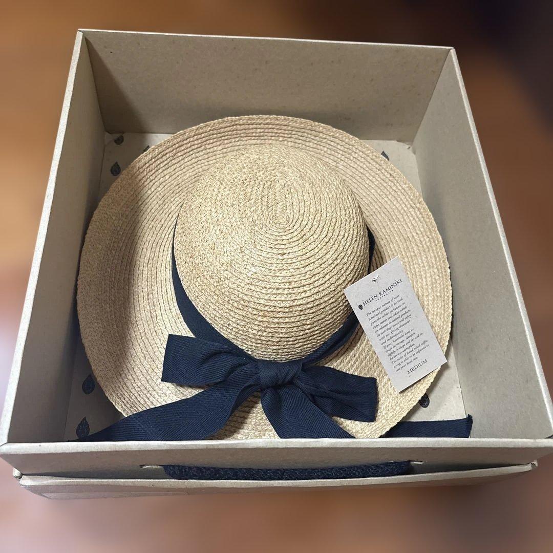 6割引　新品　ヘレンカミンスキー　麦わら帽子　リボン　タグ　箱付き