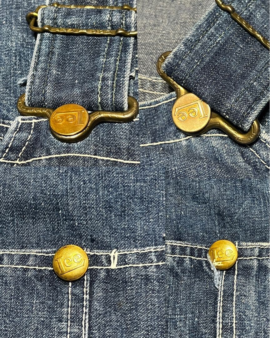 50s Lee 91sb ロングL ジェルトデニム オーバーオール 濃紺