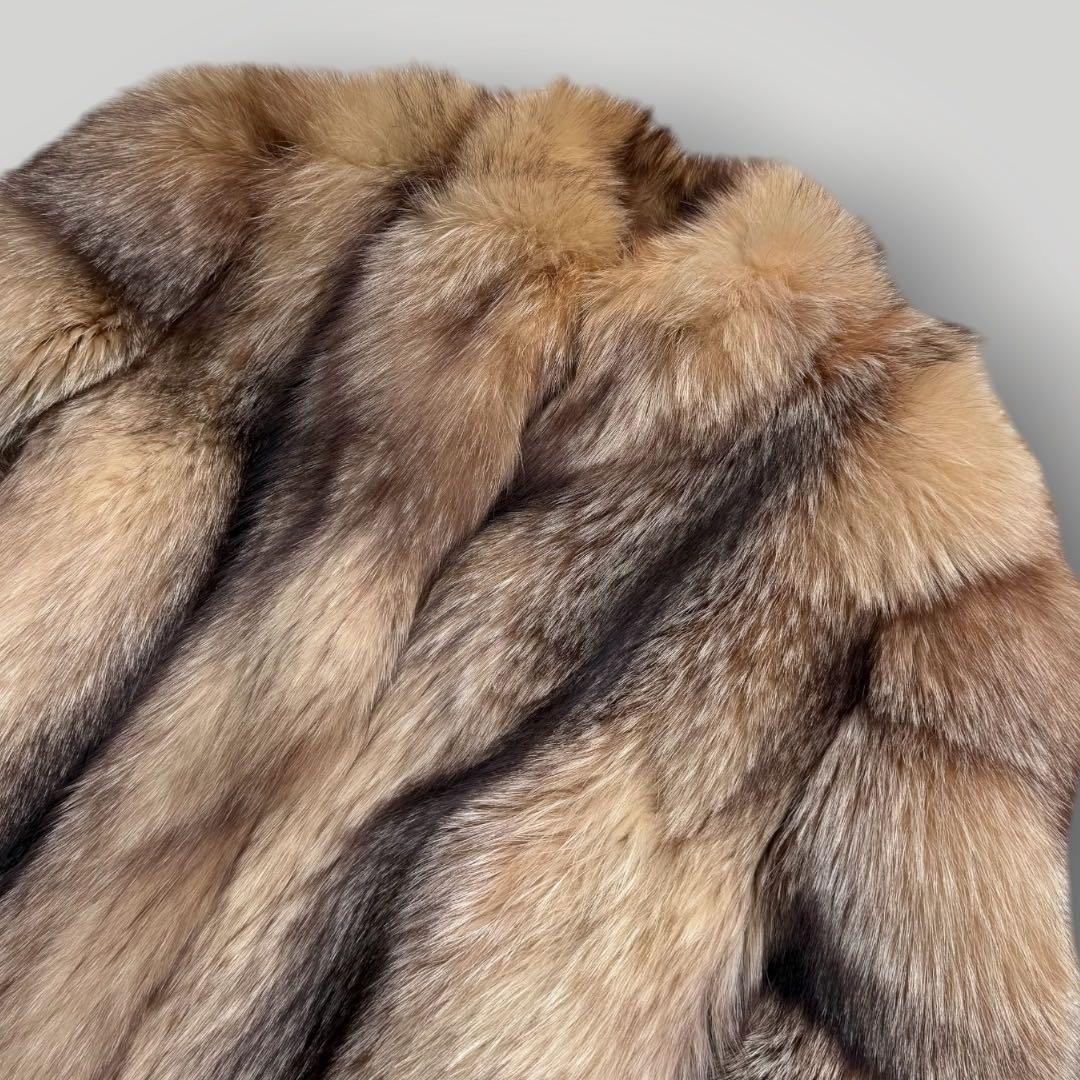 本毛皮☆ブルーフロストフォックス FOX ファーコート 肉厚◎ ボリューム◎