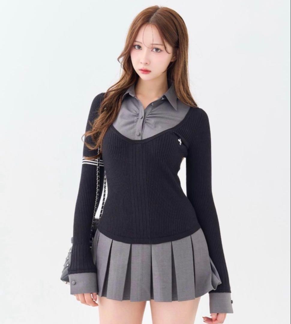 andwang Uniform Pleated Mini Onepiece 新品