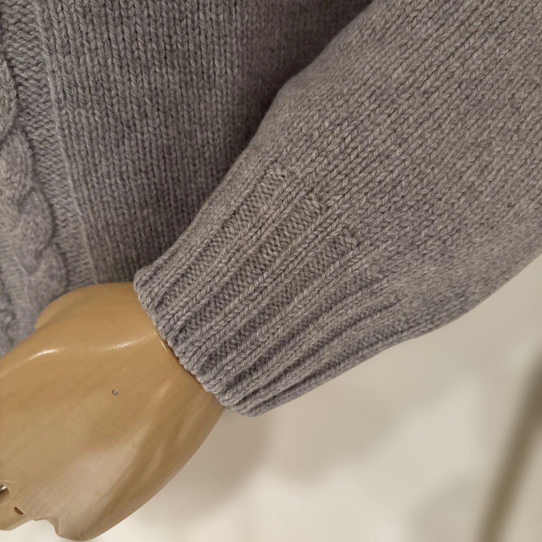 グランサッソ／モックネックニット／ミドルゲージ／ライトグレー／50