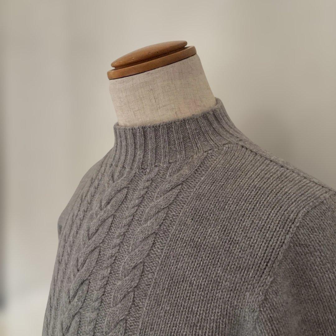 グランサッソ／モックネックニット／ミドルゲージ／ライトグレー／50
