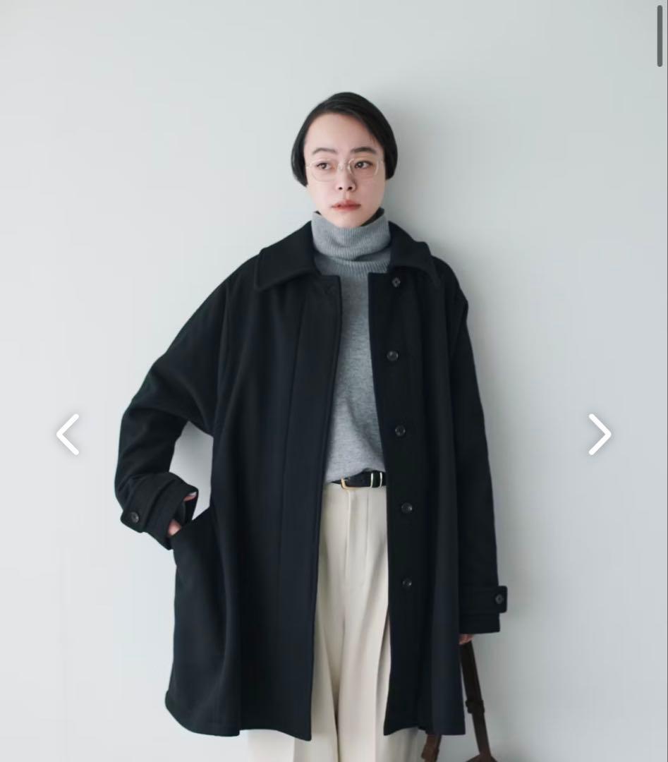 北欧暮らしの道具店バックベルトのウールコートfoufouコラボブラックMサイズ