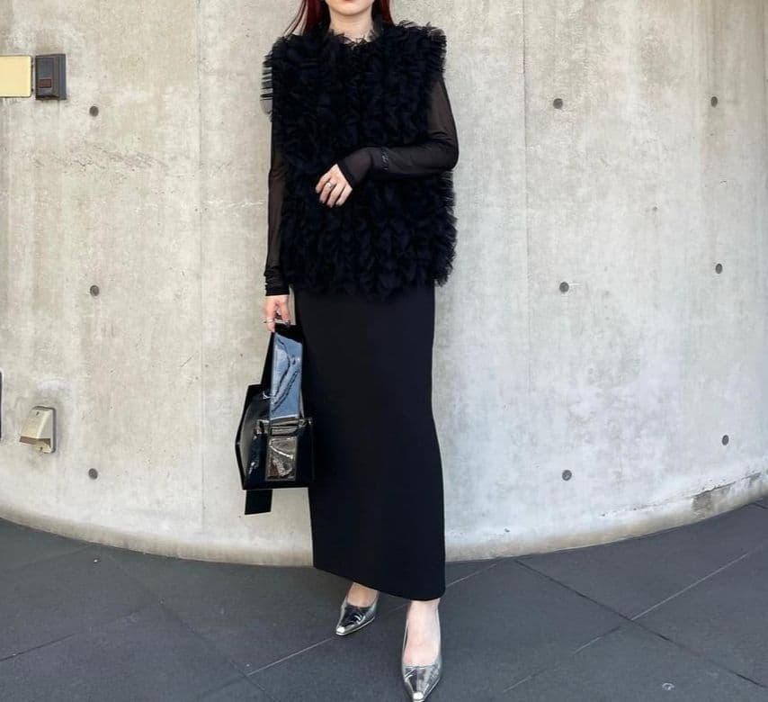 ワンピース LINE TULLE VEST SET DRESS ameri vintage