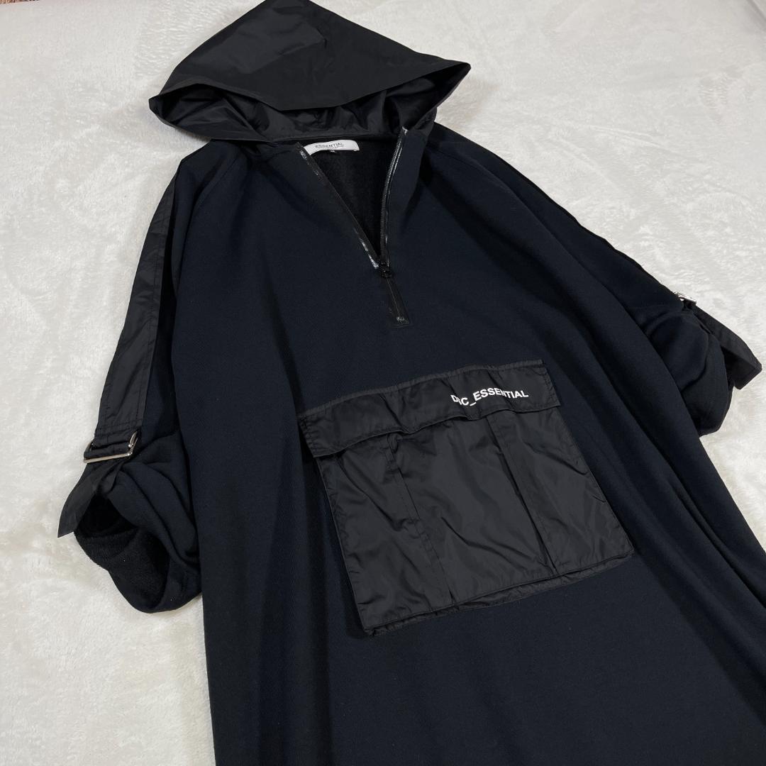ダブスタ　ESSENTIAL　ハーフジップワンピース　ロングパーカー　ブラック