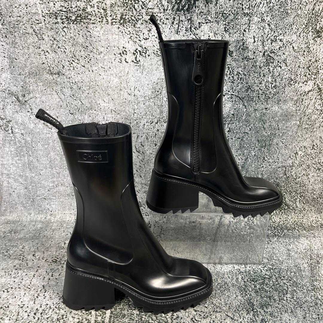 Chloé ブラックラバーブーツ レインブーツ