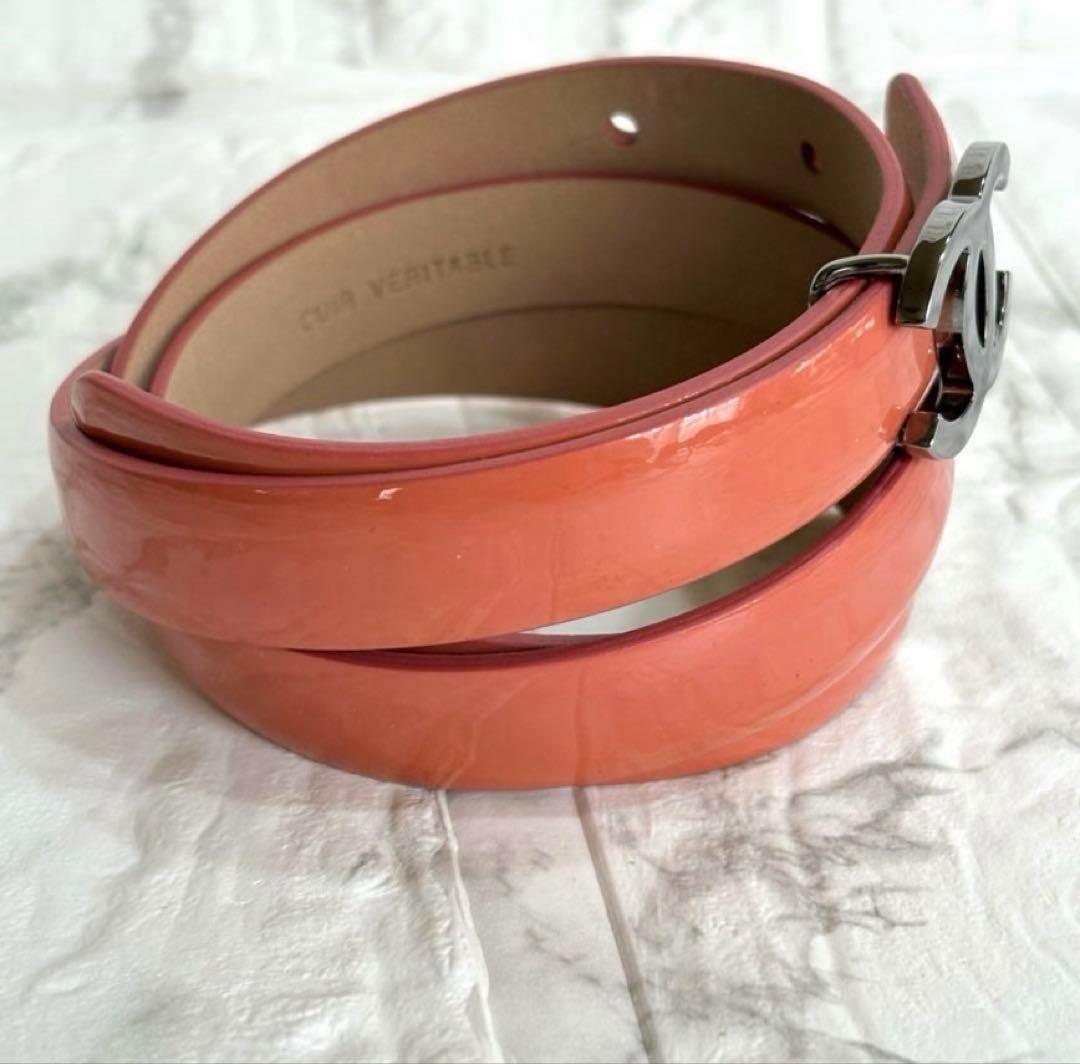 CHANEL シャネル　ベルト　ココマーク　エナメル　レザー