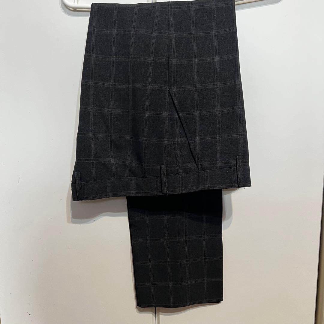 【美品】式典用170 墨黒グレーチェック　ワンダーファクトリー 卒服5点セット