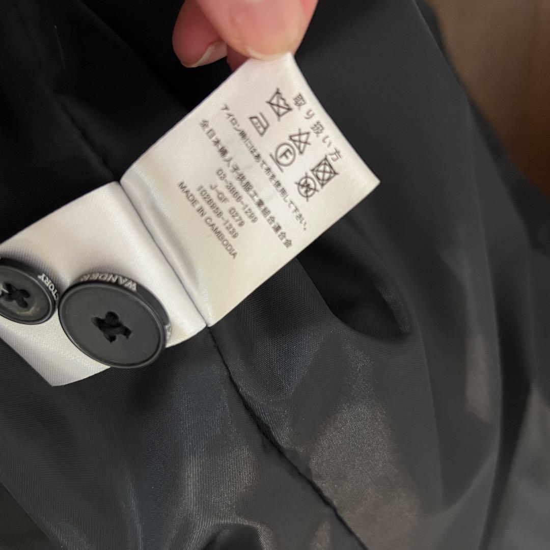 【美品】式典用170 墨黒グレーチェック　ワンダーファクトリー 卒服5点セット