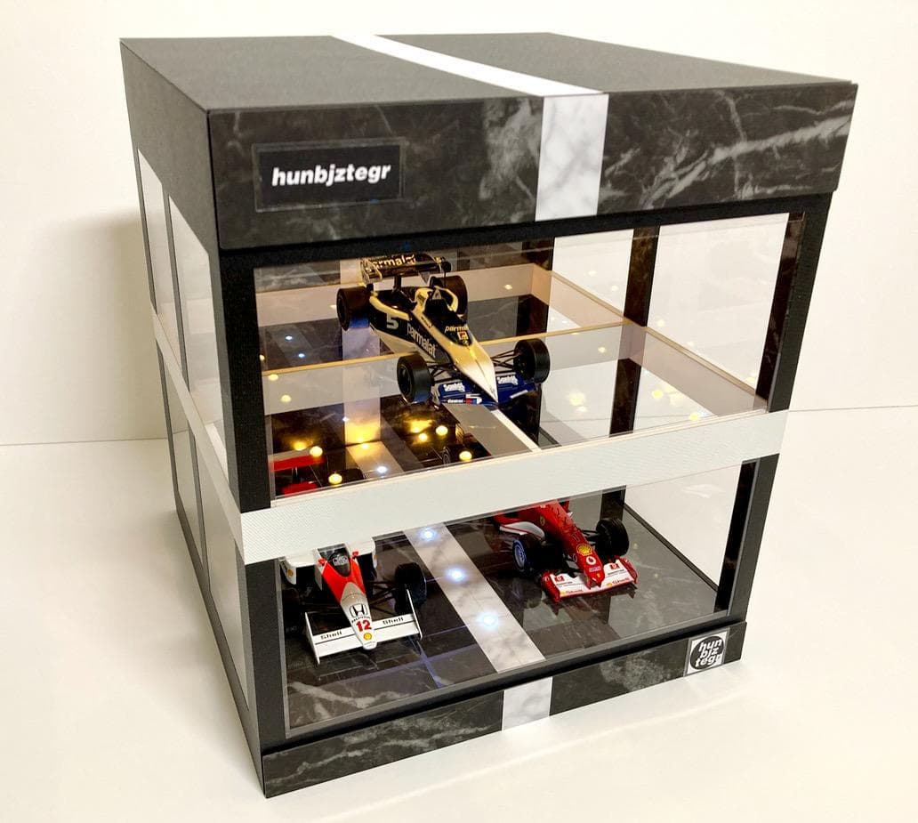 1/18展示4台可・WH&BK・2層式ディスプレーBOX / ネオジオラマ