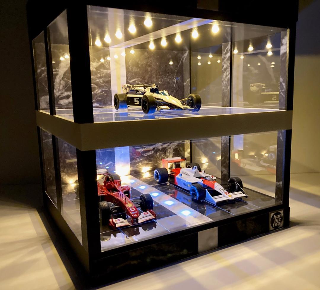 1/18展示4台可・WH&BK・2層式ディスプレーBOX / ネオジオラマ