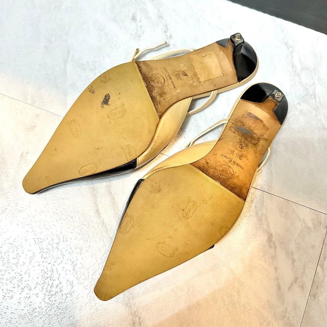 CHANEL ポインテッドトゥ パンプス ミュール ブラック ベージュ