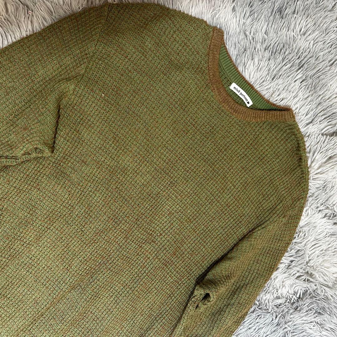 mina perhonen ミナ ペルホネンオリーブニット38パッチワークモヘヤ