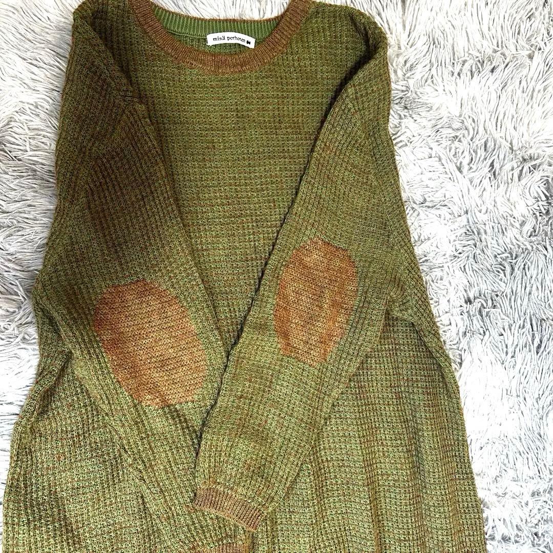 mina perhonen ミナ ペルホネンオリーブニット38パッチワークモヘヤ