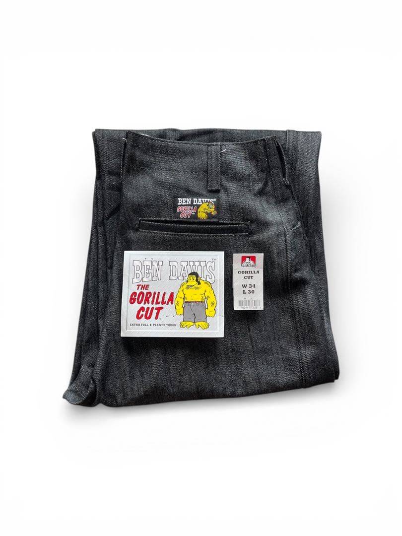 ブラック黒W34ベンデイビスbendavisゴリラカットデニムワークパンツ