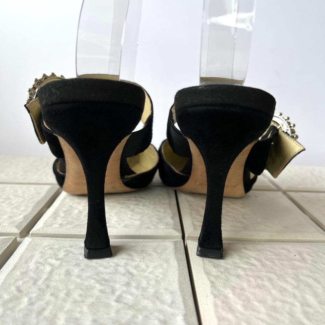 訳あり 36 ジミーチュウ　ミュール　サンダル　黒　ビジュー　23