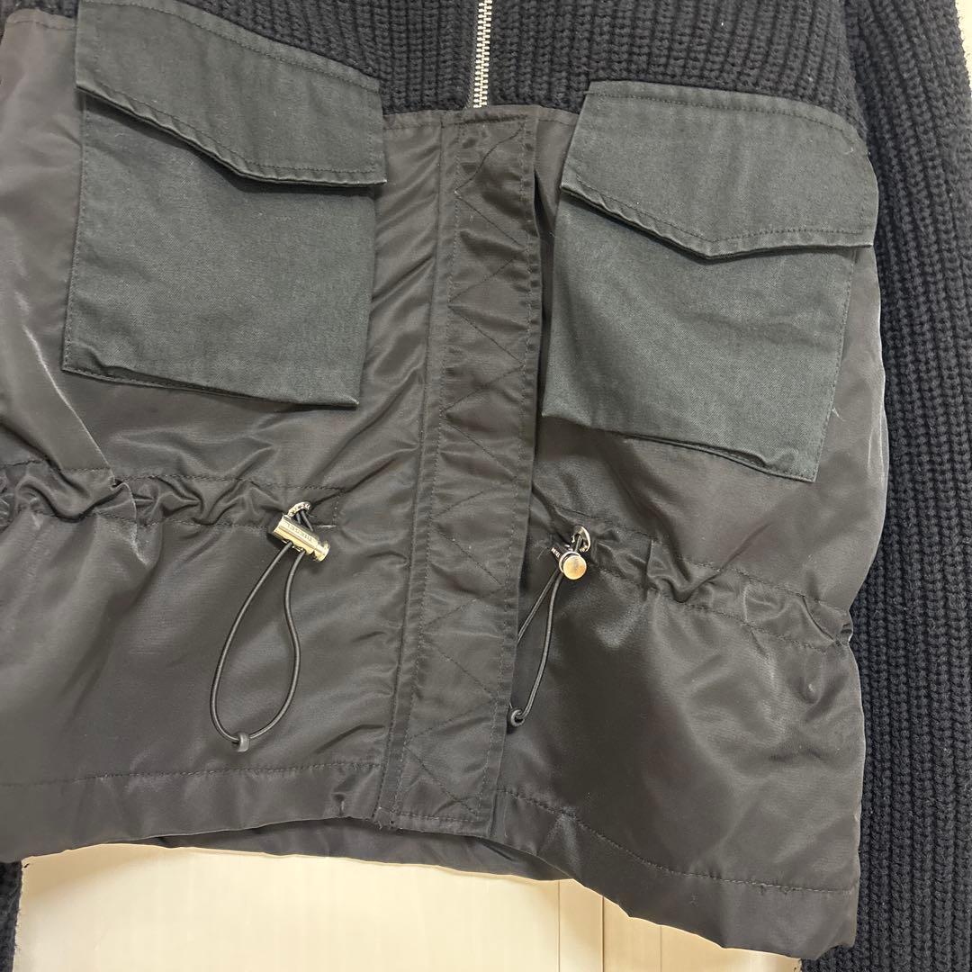 DIESEL ブラック 異素材　ニットセーター ジップアップ　ブルゾン