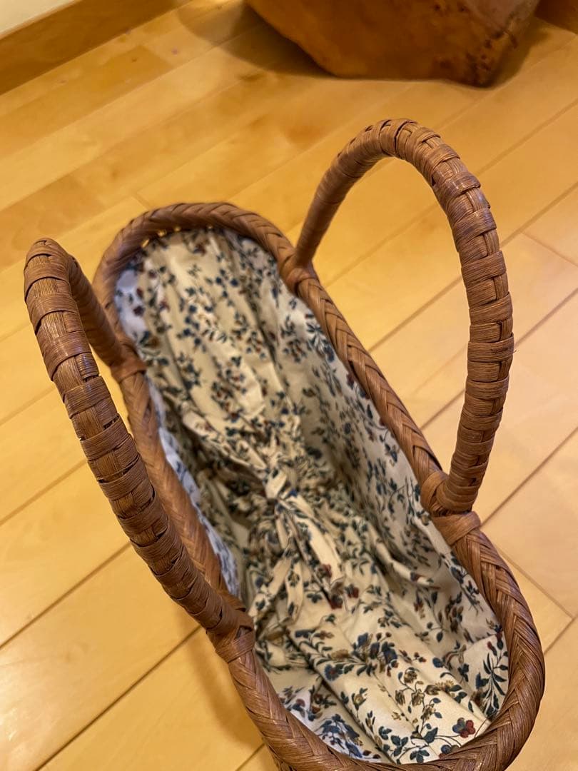 国産　信州山葡萄籠バッグ　内布付き　網代編み　保護猫支援