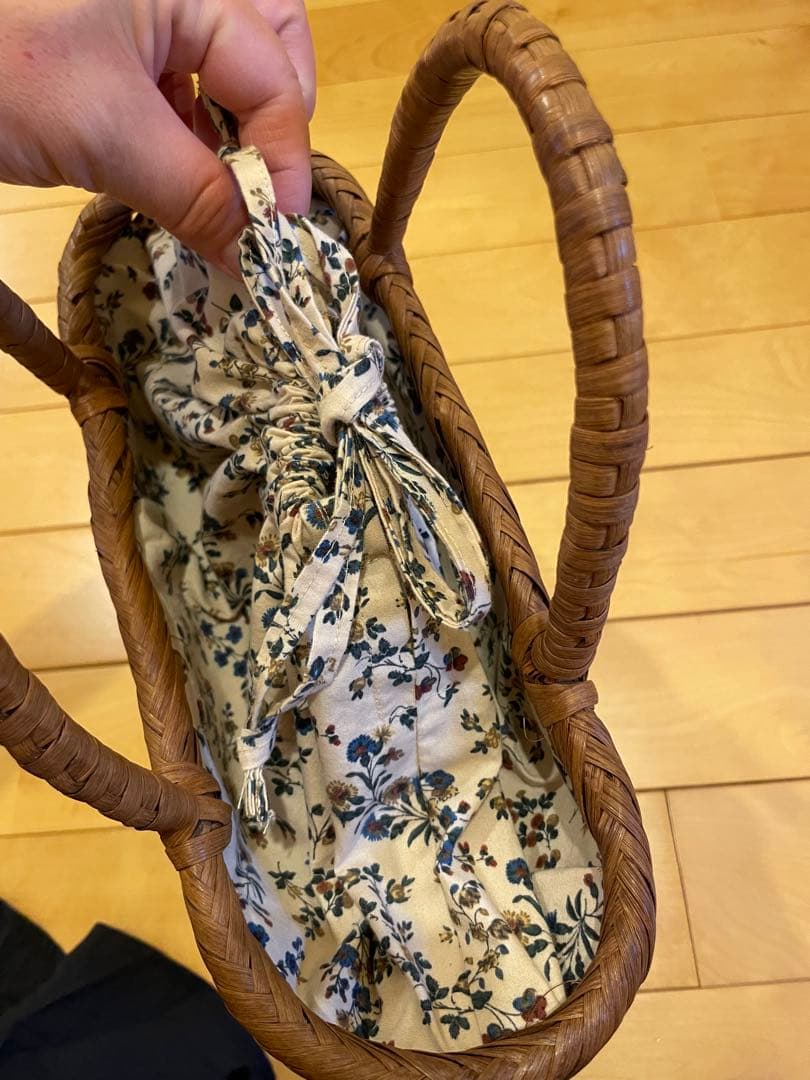 国産　信州山葡萄籠バッグ　内布付き　網代編み　保護猫支援