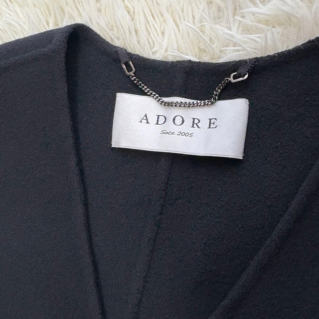 【美品】ジレ　厚手　アドーア　ウール100% アウター　ロング　ブラック　38