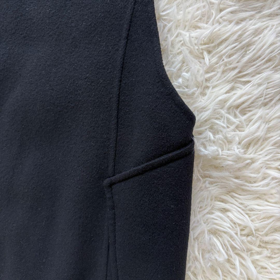 【美品】ジレ　厚手　アドーア　ウール100% アウター　ロング　ブラック　38