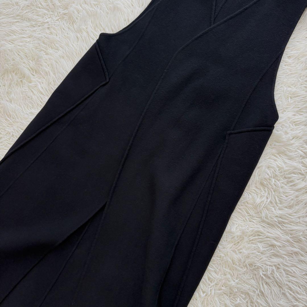 【美品】ジレ　厚手　アドーア　ウール100% アウター　ロング　ブラック　38