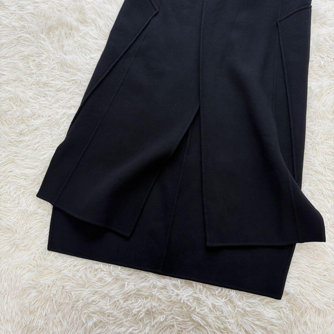 【美品】ジレ　厚手　アドーア　ウール100% アウター　ロング　ブラック　38