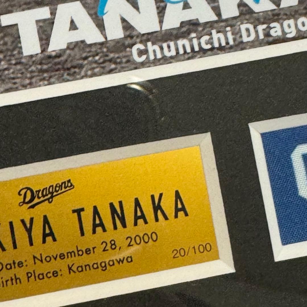 限定100個　中日ドラゴンズ 田中幹也　ロゴ入りクロス封入フォトパネル