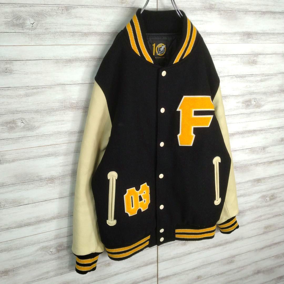 メンズ☆FAT　スタジャン10th　袖革XXLレザー　ウールメルトン　JUMBO