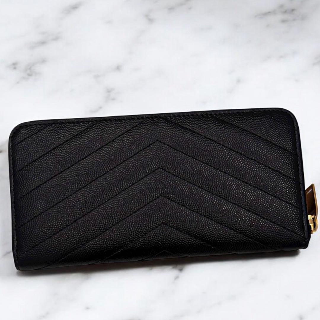 現行 極美品 箱付 サンローラン 長財布 YSL 小銭入れ  キャビア