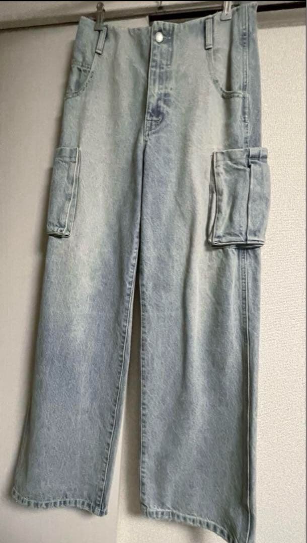 andmary ♡ Back ribbon denim cargo pants