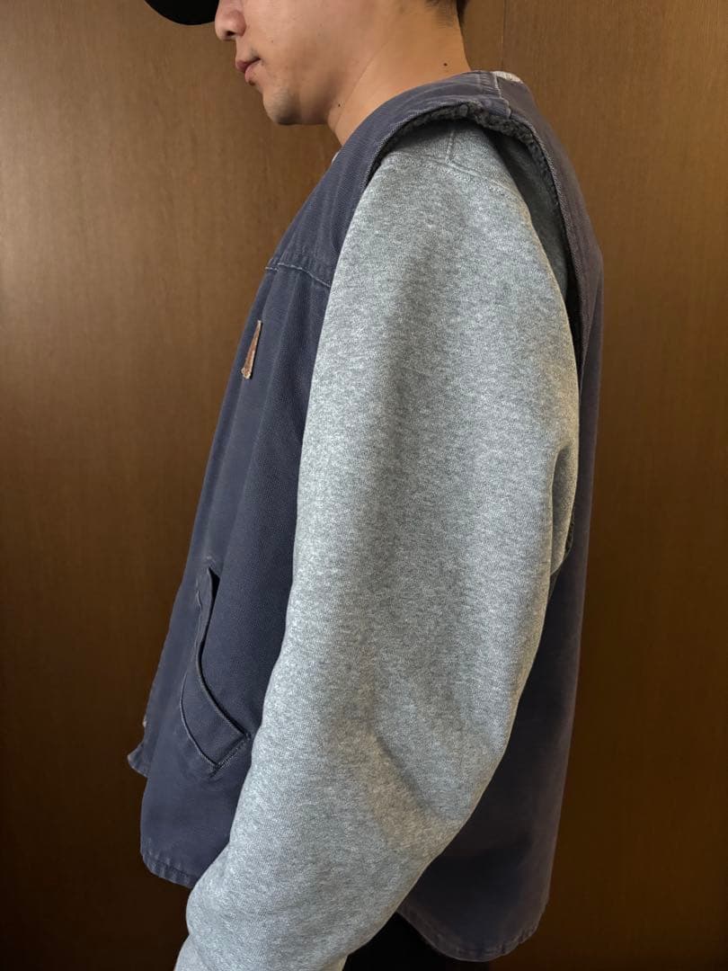 古着 カーハート Carhartt ダックベスト メンズXXL相当 ネイビー