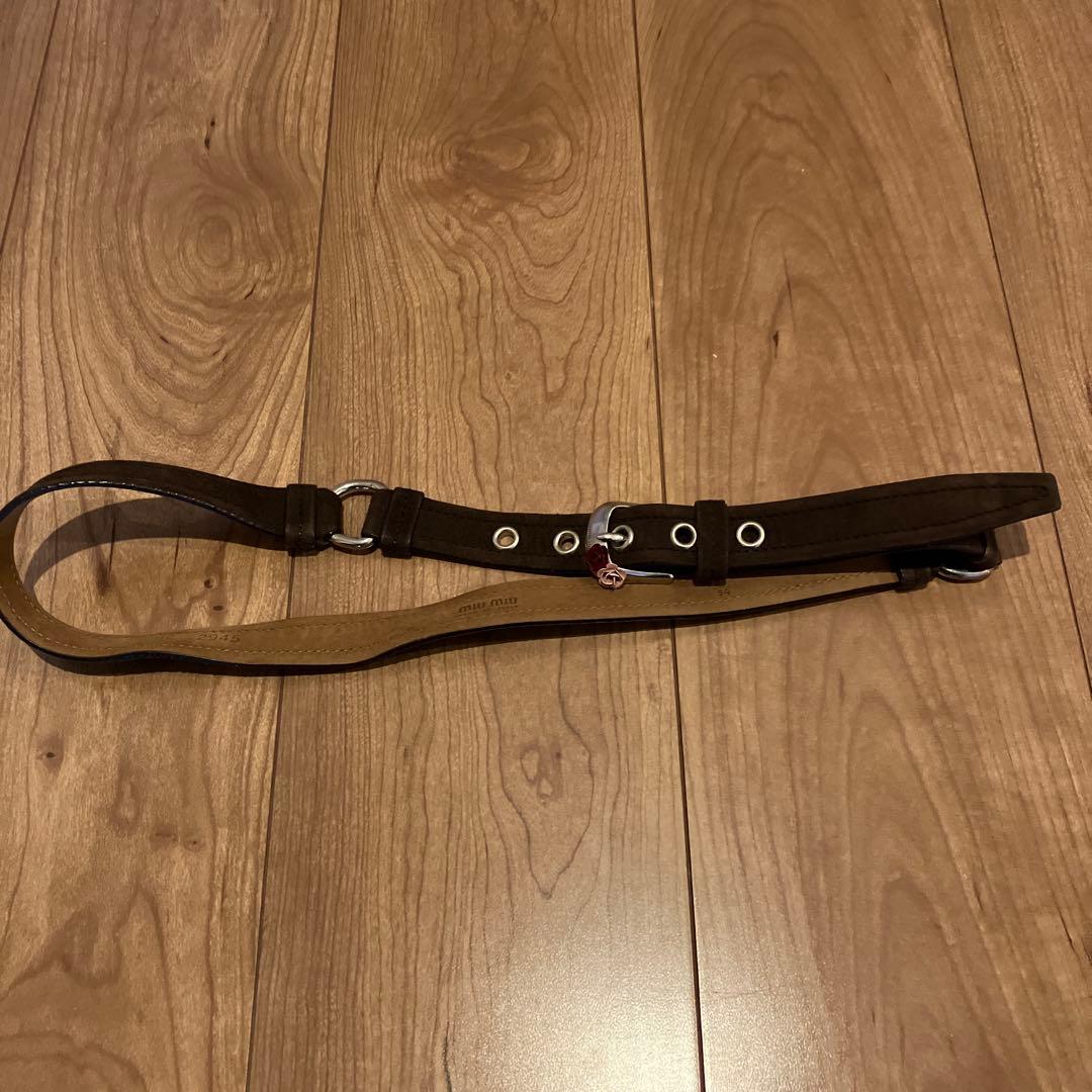 miu miu ブラウン スエード レザー ベルト 85/34