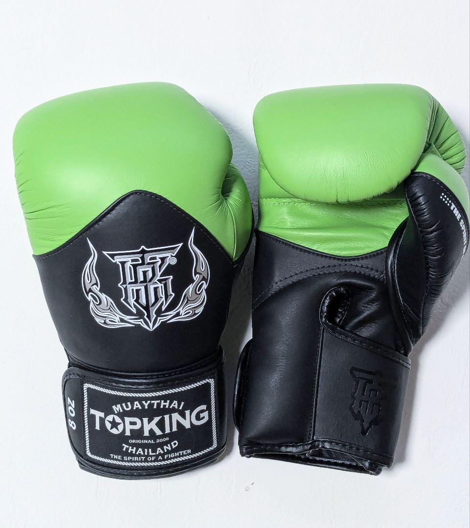 未使用TOPKING8ozボクシンググローブ本皮/スキンテック　ライム/黒