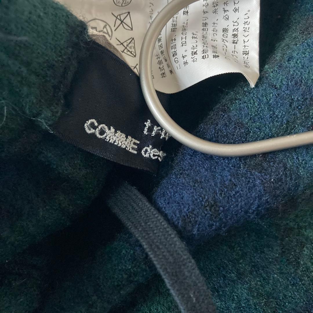 トリココムデギャルソン　ウール　縮絨　ワイドパンツ　チェック　ウエストゴム