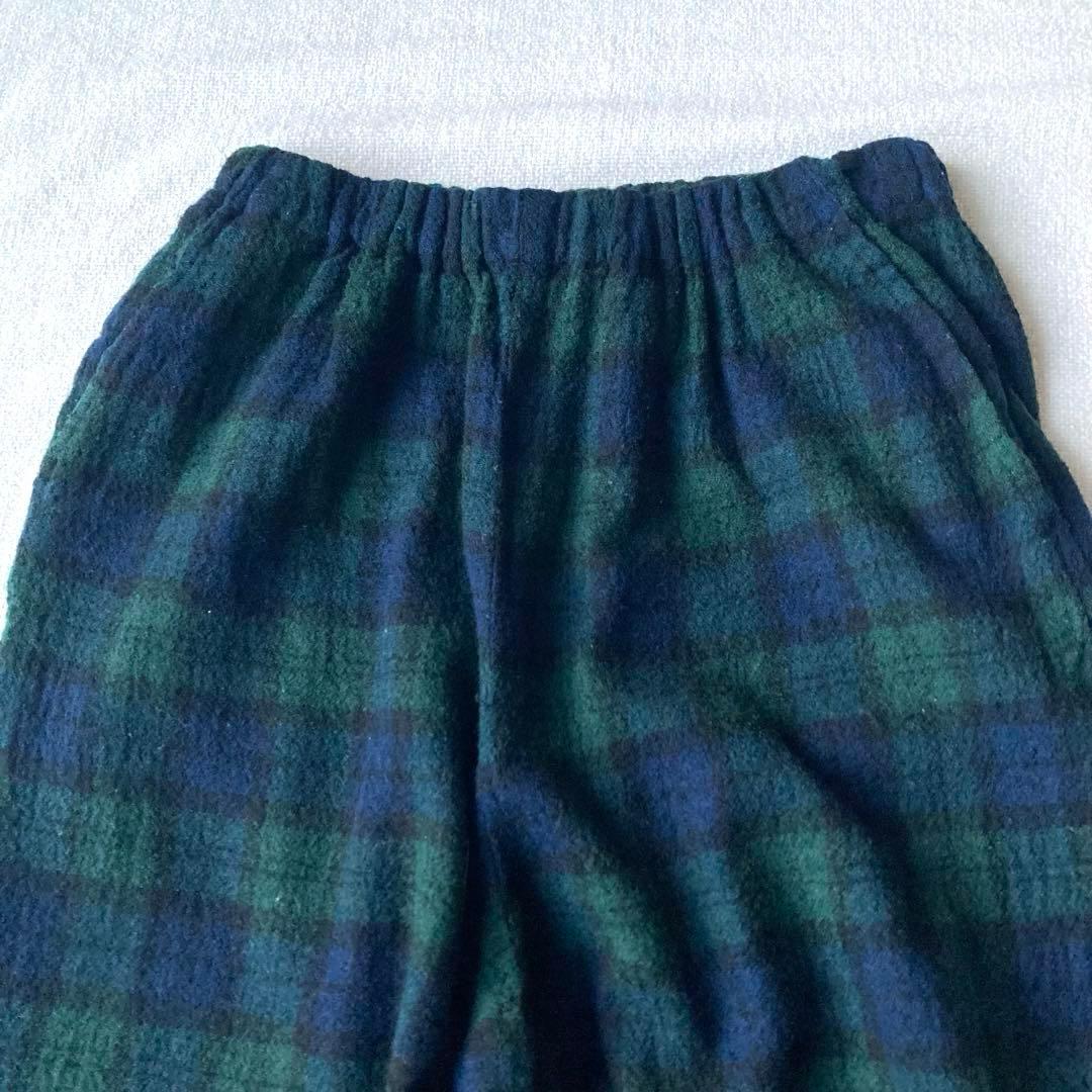 トリココムデギャルソン　ウール　縮絨　ワイドパンツ　チェック　ウエストゴム