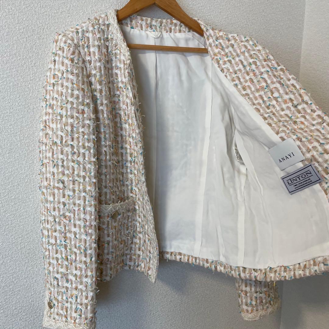 アナイ　38 リントンツイード　ノーカラージャケット