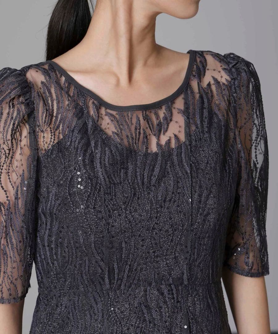 kaene カエン スパンコールアネモネドレス グレー 34