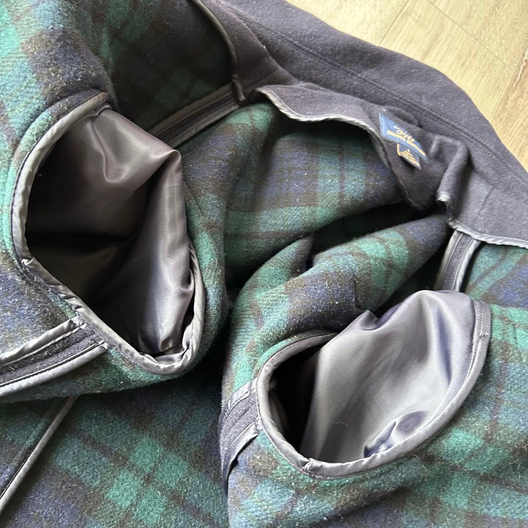 BROOKS BROTHERS ダッフルコート ネイビー L ブラックウォッチ
