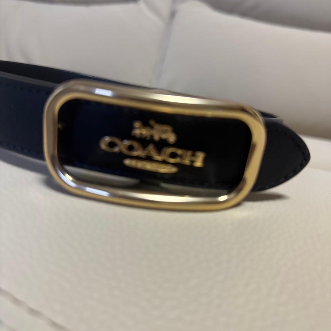 COACH ブラックレザーベルト ゴールドバックル