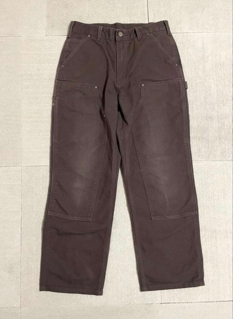 ダークブラウン ダブルニーワークパンツ