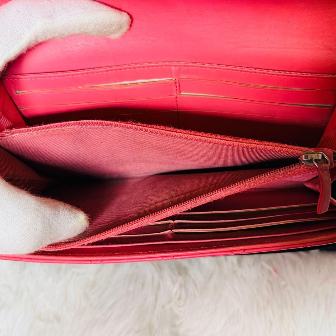 【外箱付き】CHANEL マトラッセ フラップ 長財布 キャビアスキン ピンク