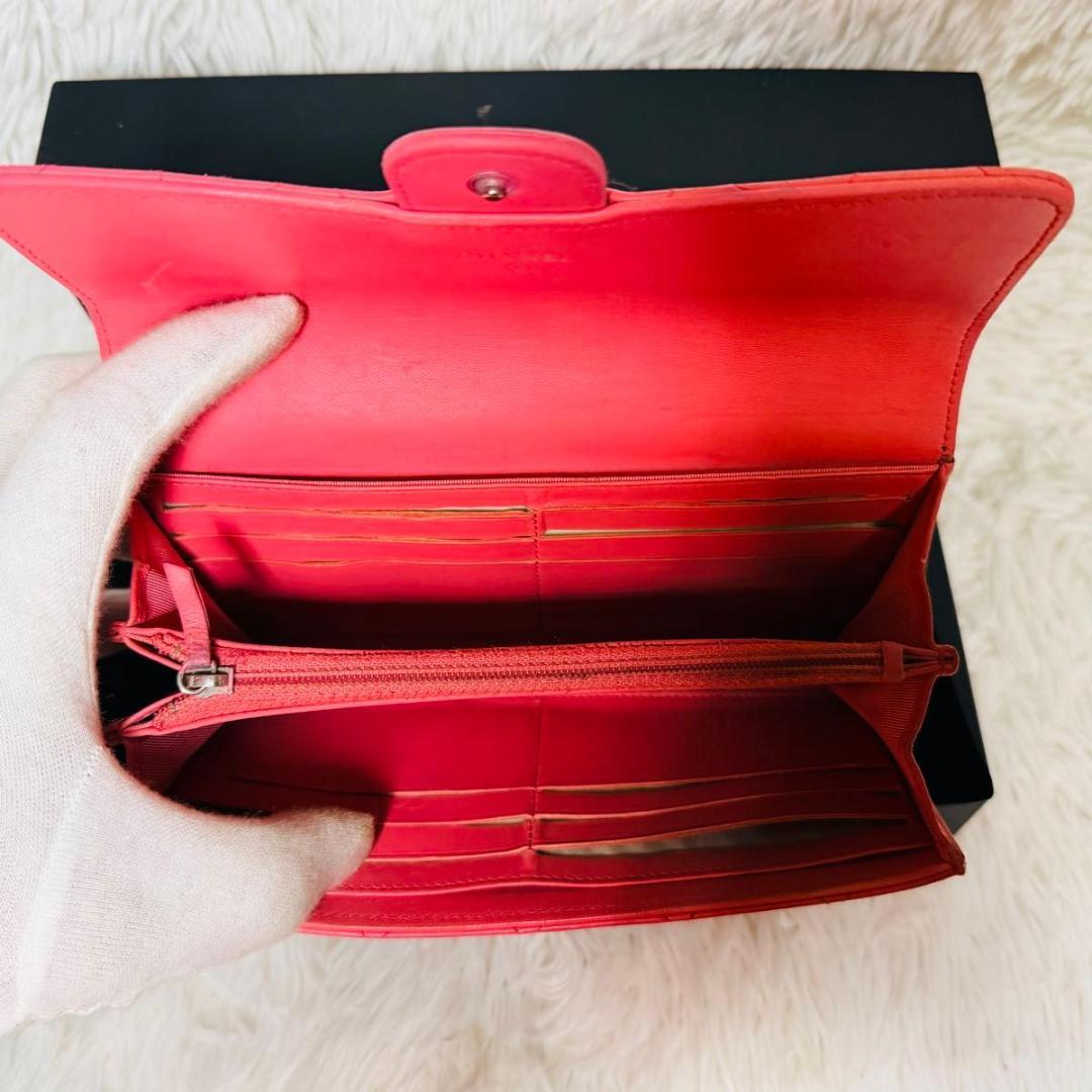 【外箱付き】CHANEL マトラッセ フラップ 長財布 キャビアスキン ピンク