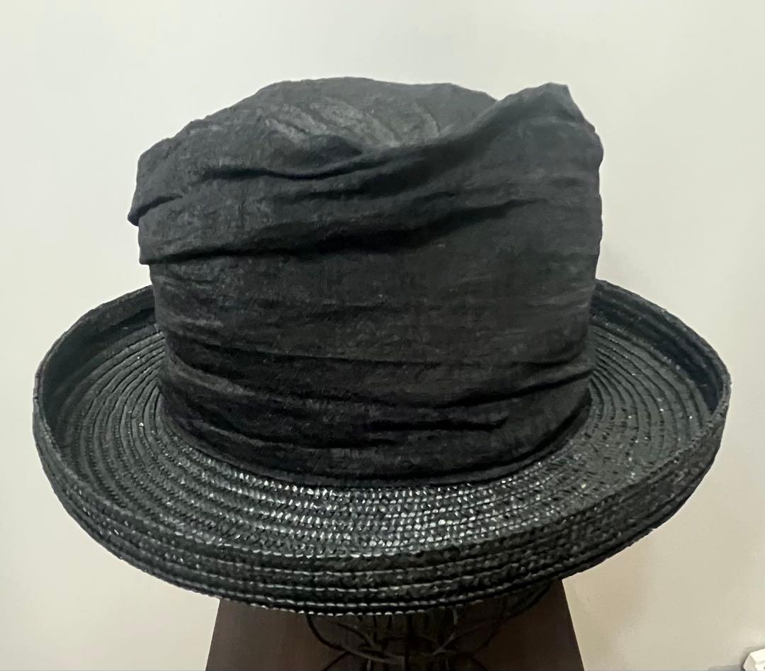 Ｙ'ｓ　ヨウジヤマモト　ワイズ　帽子　BLACK 変形　異素材　透け感