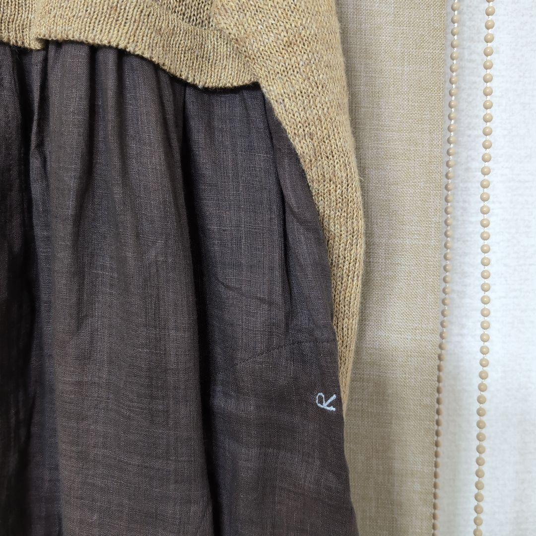 1/27限定セール✨️45R✨️新品✨️草木染めクバの切り替えドレスワンピース